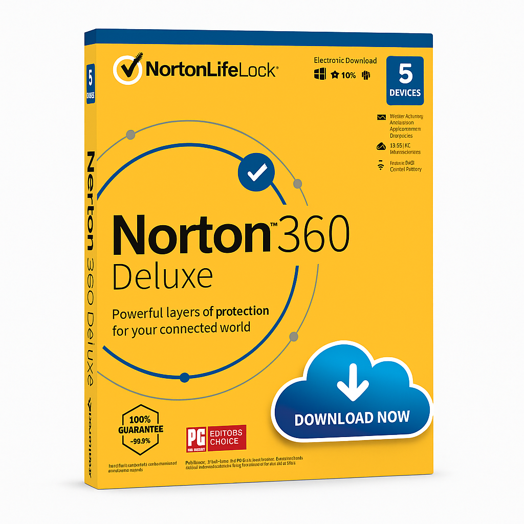NORTON 360 Deluxe - 50GB - 05 Devices - 01 User - 01 Year